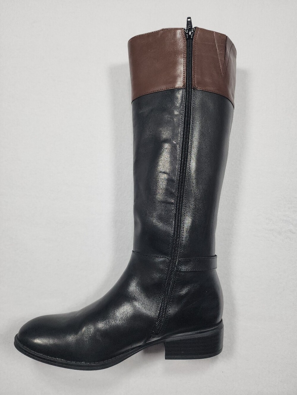 Lauren Ralph Lauren Black and Brown Leather Knee-High Riding Boots - Picture 13 of 16